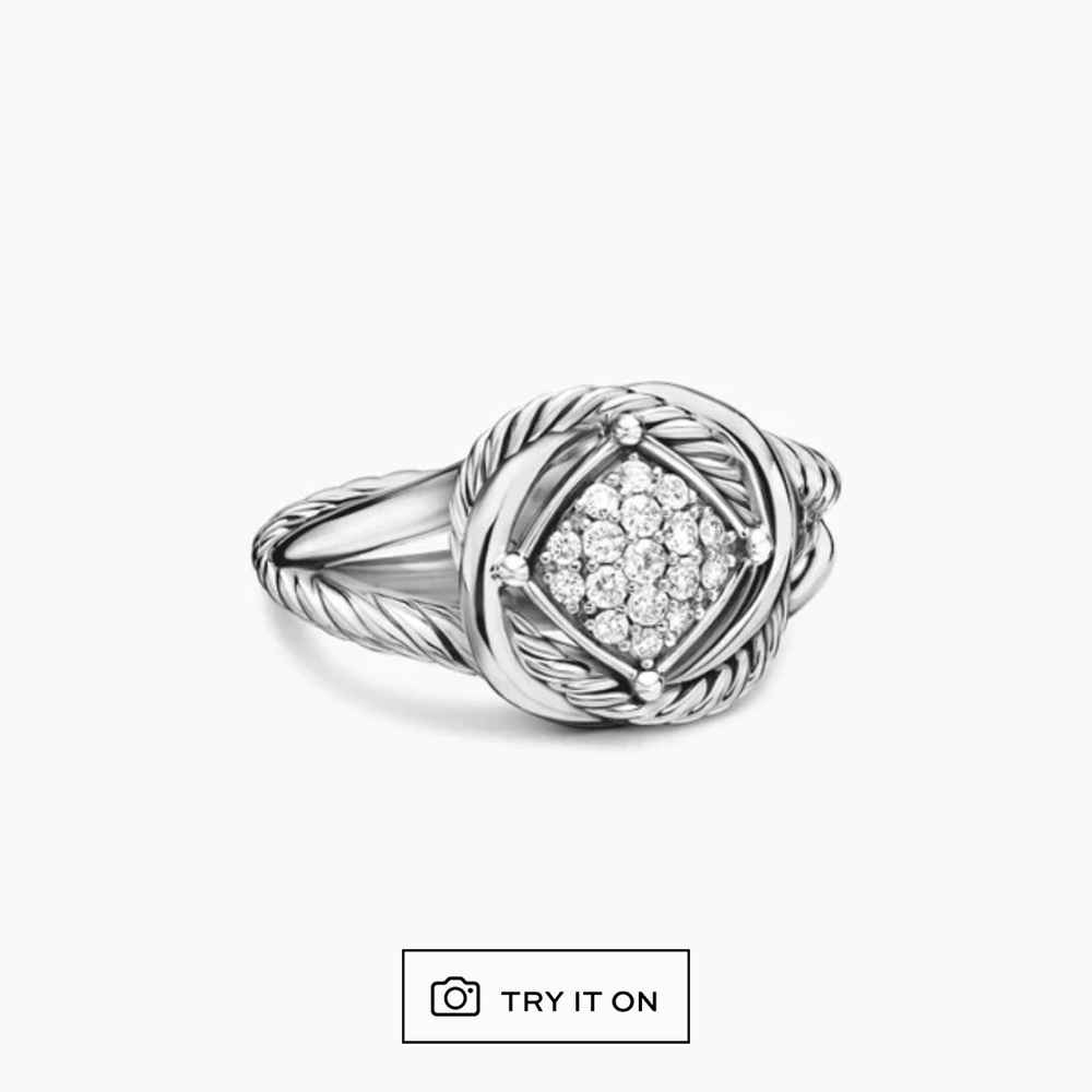 David Yurman Silver Ring with Diamond Accents